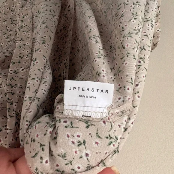 Floral Mini Dress Puff Sleeve Button Front Summer - Picture 9 of 9